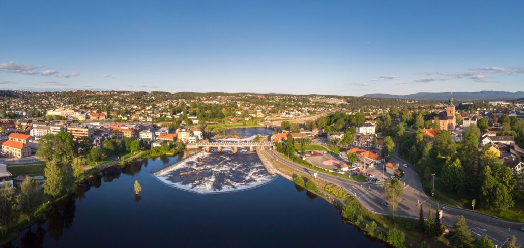 Oversiktsbilde fra Kongsberg sentrum