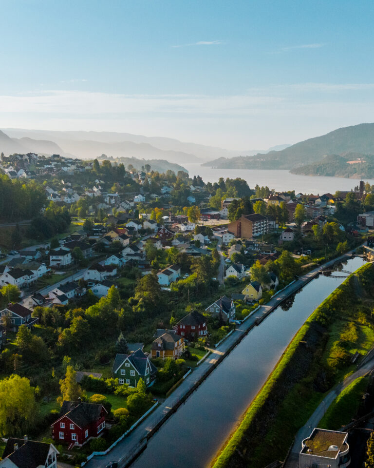 Oversikts bilde av Notodden Sentrum.